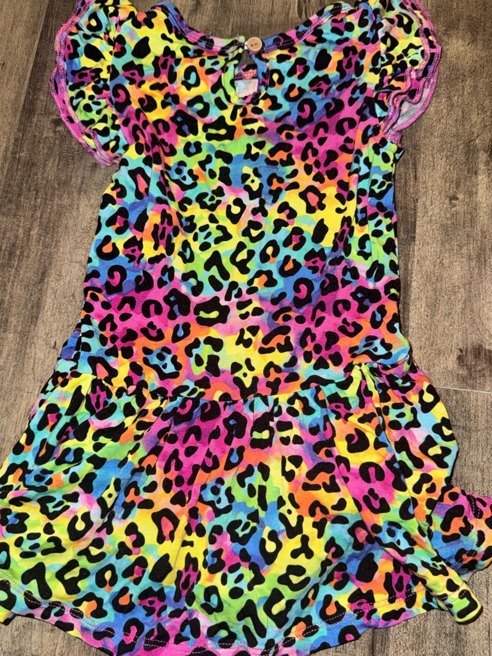 Bums & Roses Rainbow Leopard Ruffle Butt Twirl Dress Romper 18-24M - Picture 5 of 8
